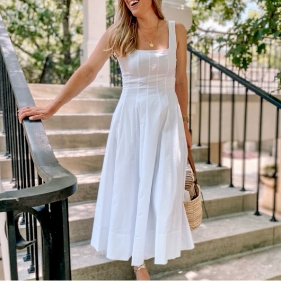 🌺🎉HP🎉🌺 NWT Staud Wells Midi Dress White - Picture 5 of 16